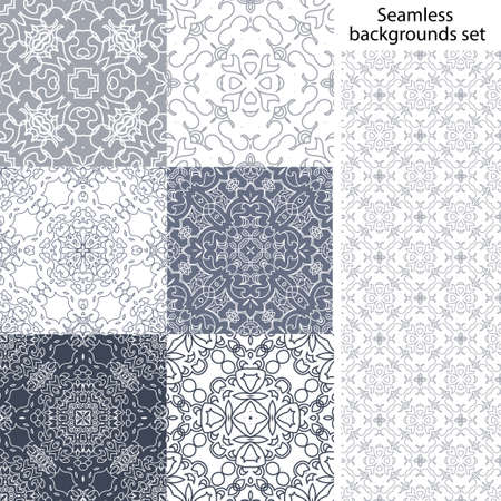 Seamless background set. Vintage geometric textures. Lace pattern. Decorative background for card, web design and etc.のイラスト素材