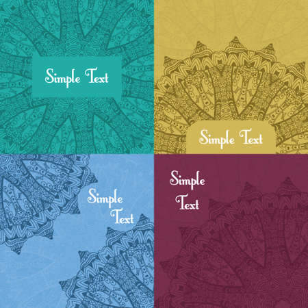 Set of retro cards with mandala. Vintage background with place for text.のイラスト素材