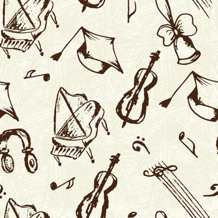 Seamless pattern of school board. Freehand drawingのイラスト素材