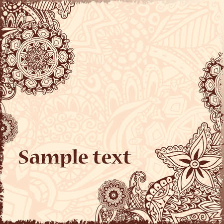 Retro card with doodle. Vintage background with place for text.  Can be used as a card or invitation.のイラスト素材