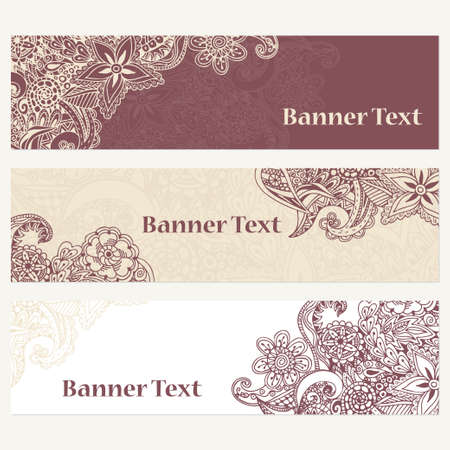 Set of banners for business. Corporate identity vector template with doodles for your design.のイラスト素材