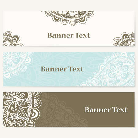 Set of banners for business. Corporate identity vector template with doodles for your design.のイラスト素材