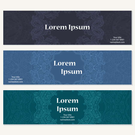 Set of banners for business. Corporate identity vector template with doodles for your design.のイラスト素材