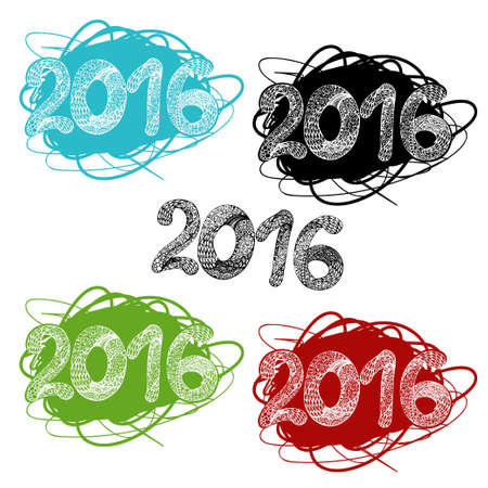 Happy New Year.  Hand drawn inscription. Vector illustrationのイラスト素材