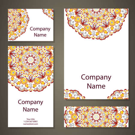Vector template business card.  Geometric background. Vintage decorative elements. Islam, Arabic, Indian, ottoman motifs.のイラスト素材