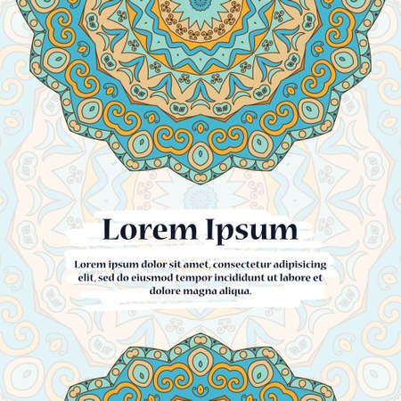 Retro card with mandala. Vintage background with place for text.のイラスト素材