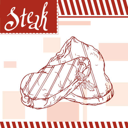 Fast food poster with steak.  retro illustration. Vintage burger design. Templateのイラスト素材