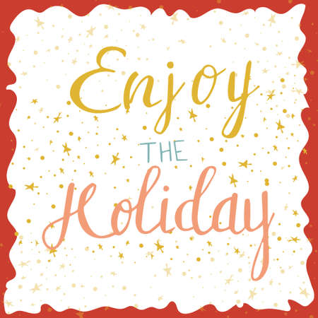 Calligraphic design. Happy new year card. Vector greeting card with stars on backgroundのイラスト素材