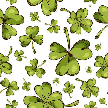 Hand drawn seamless pattern with St. Patrick's day elements. Vector sketch illustrationのイラスト素材