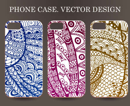Phone case. Vintage vector background. Sticker background on phoneのイラスト素材
