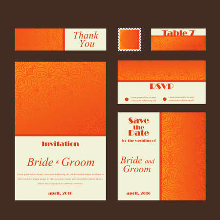 Wedding card collection. Template of invitation card. Decorative greeting design for  thank you card, save the date card, mother day.のイラスト素材