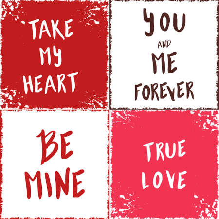 Love cards. Vector collection with lettering elements for love. Posters with romantic quotesのイラスト素材