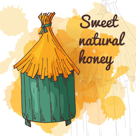 Honey element in hand drawn style. Natural product. Apiary isolated symbol. Vector illustrationのイラスト素材