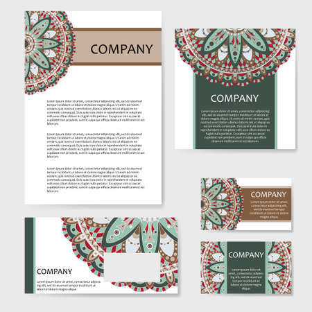 Vector template business card. Geometric background. Card or invitation collection. Islam, Arabic, Indian, ottoman motifs.のイラスト素材
