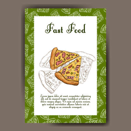 Cafe menu with hand drawn design. Fast food restaurant menu template. Card for corporate identity. Vector illustrationのイラスト素材