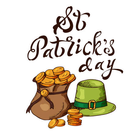 Vector set of banners for St. Patrick's Day. Illustration with hand drawn sketch.のイラスト素材