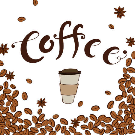 Poster with hand lettering. Quote for card design. Ink illustration. Coffee designのイラスト素材