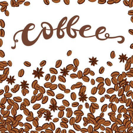 Vector ink lettering. Hand drawn poster. Coffee designのイラスト素材