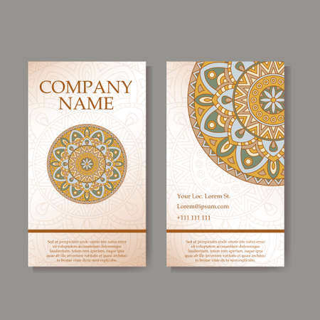 Vector template business card. Geometric background. Card or invitation collection. Islam, Arabic, Indian, ottoman motifs.のイラスト素材
