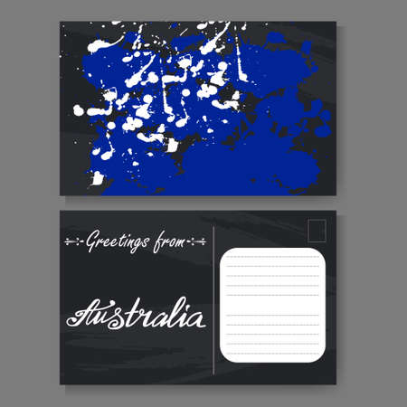 Postcard from Sydney. Hand drawn lettering and sketch. Greetings from Australia. Vector illestrationのイラスト素材