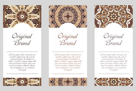 Invitation graphic card with mandala. Decorative ornament for card design: wedding, bithday, party, greeting. Vintage mandala element. Vector illustrationのイラスト素材