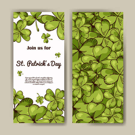 Vector set of banners for St. Patrick's Day. Illustration with hand drawn sketch.のイラスト素材