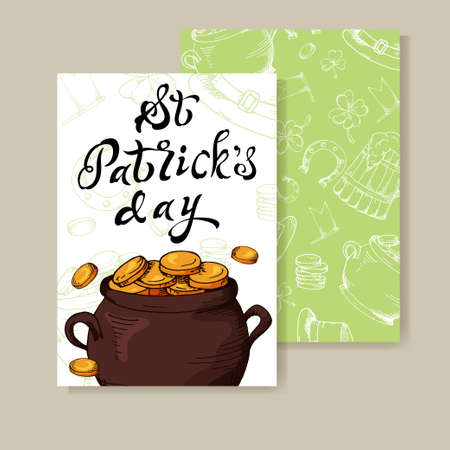 Vector set of banners for St. Patrick's Day. Illustration with hand drawn sketch.のイラスト素材
