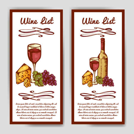 Design for wine list. Restaurant template for invitation, menu, banner or etc. Wine concept design. Vector illustrationのイラスト素材