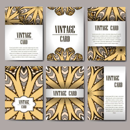 Retro hand-drawn card with mandala.のイラスト素材