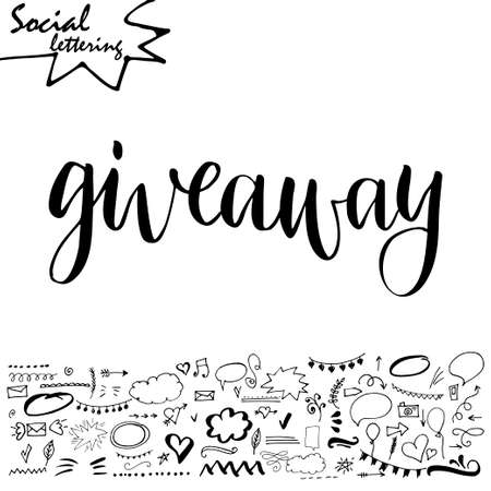 Lettering and symbols on Social media element. Modern calligraphy for blogs. Vector illustrationのイラスト素材