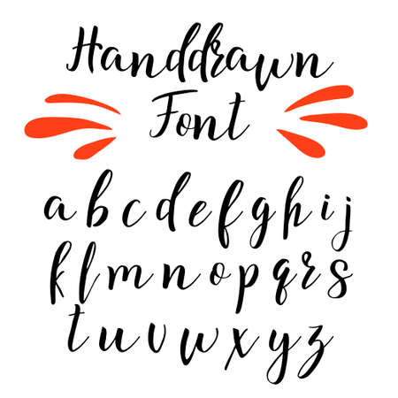Handwritten calligraphy font. Vector alphabet. Hand drawn letters on white background.