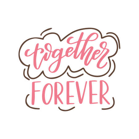 Valentine Day poster. Hand drawn poster or card. Love messages. handwritten calligraphy tex. Vector illustration.のイラスト素材