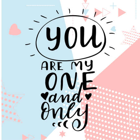 Hand drawn poster with love elements. Brush calligraphy. Happe Valentines Day. Vector illustration.のイラスト素材