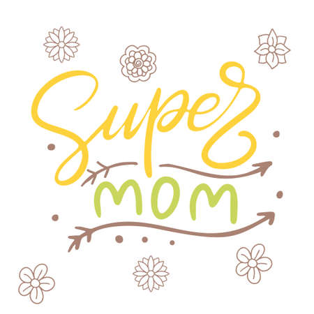 Mothers Day hand written phrase. Modern brush calligraphy. Vector isolated illustration on white backgroundのイラスト素材