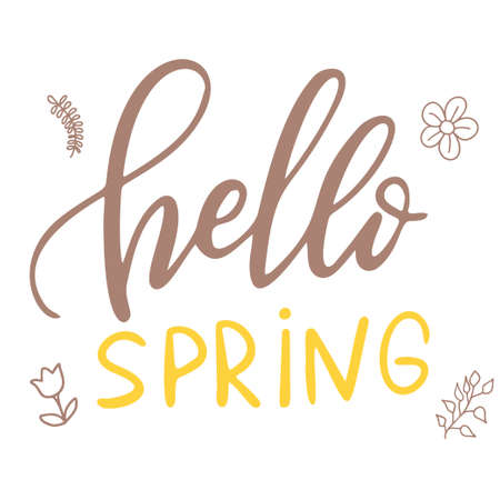 Happy Spring lettering. Greeting card template. Hand drawn modern calligraphy style. Vector illustrationのイラスト素材