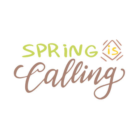 Happy Spring lettering. Greeting card template. Hand drawn modern calligraphy style. Vector illustrationのイラスト素材