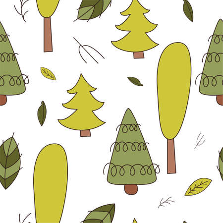Forest seamless pattering in cartoon style. Woodland animals. Vector illustrationのイラスト素材