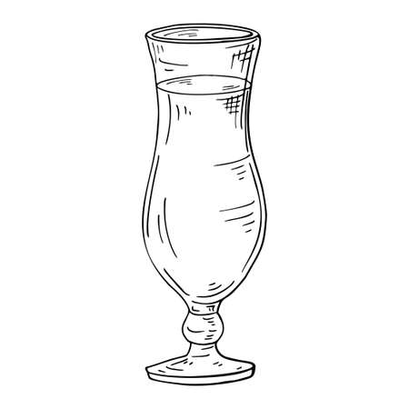 Hand drawn alcohol drink. Sketch cocktail for bar or pub menu. Vector illustration.のイラスト素材