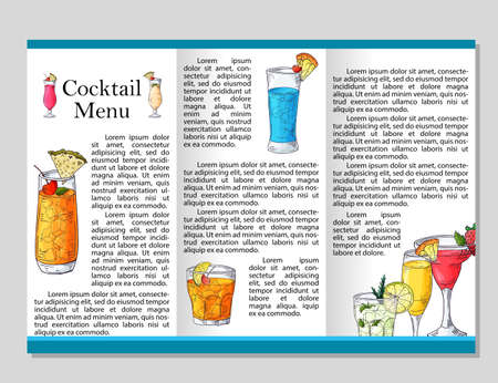 Cocktail discount voucher for cafe or restaurant. Modern style with hand drawn elements. Vector alcohol illustration.のイラスト素材
