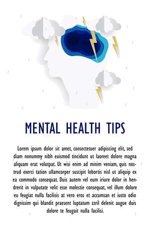 Mental health poster in paper style. Business concept. Vector illustrationのイラスト素材