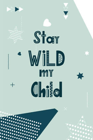 Scandinavian poster with hand lettering. Kids card for decor. Nursery print for children room. Vector illustration.のイラスト素材