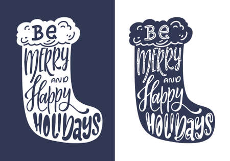 Winter holiday saying. Christmas wishes text for greeting card, poster or print. Lettering qoute with decorative design elements. Vector illustrationのイラスト素材
