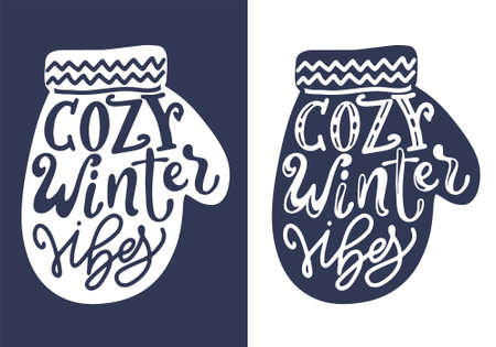 Winter holiday saying. Christmas wishes text for greeting card, poster or print. Lettering qoute with decorative design elements. Vector illustrationのイラスト素材