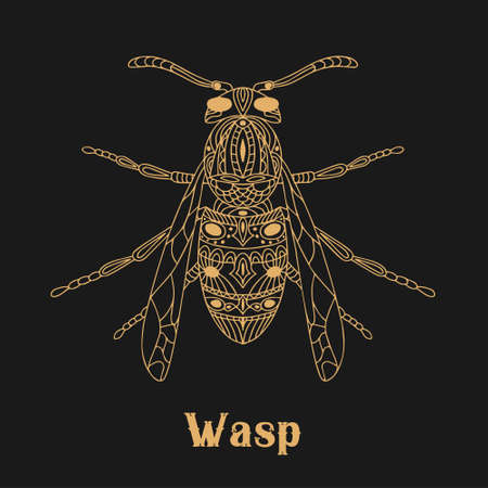 Wasp outline graphic element. Stylized insect. Vector illustration