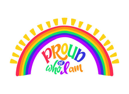 Gay lettering quote. LGBT pride slogan. Human rights and tolerance. Hand drawn poster. Vector illustrationのイラスト素材