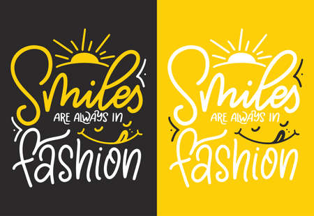 Smile hand drawn lettering quote. Typography design poster. Possitive lifestyle slogan for banner or card. Vector illustrationのイラスト素材