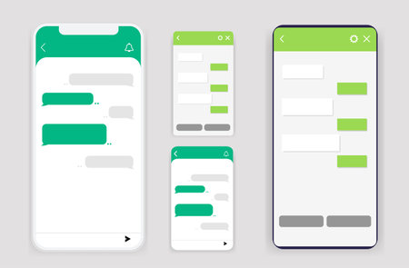 Set of Online chatbot text messaging app isolated on white background. Windows for website. Social communication concepts chatting. Vector templateのイラスト素材