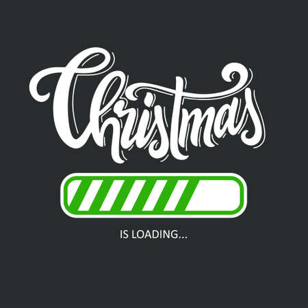 Christmas loading bar. Hand drawn lettering progress border. Vector sign concept
