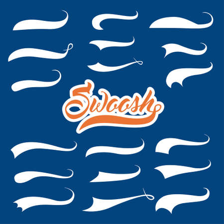 Underline swishes tail collection. Swoosh element for sport, design. Vector hand drawn illustrationのイラスト素材