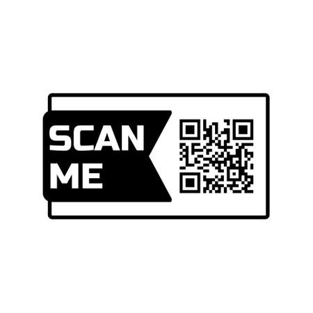 Scan me qr code icon for smartphone. Frame quick barcode app design. Vector payment phone templateのイラスト素材